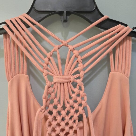 JustFab Pink Macrame-Back Maxi Dress XXL NWOT | Boho Summer Beach Vibes - Picture 7 of 12